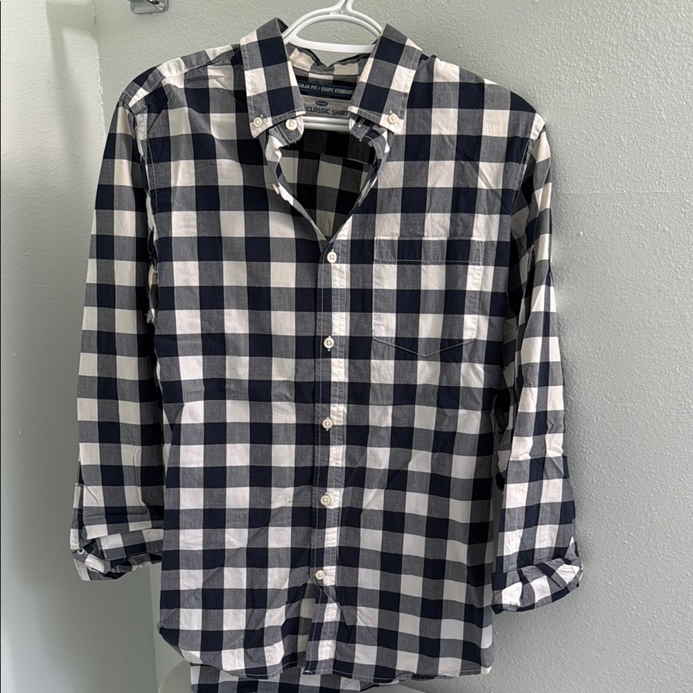 J. Crew Navy and White Checkered Men's Shirt